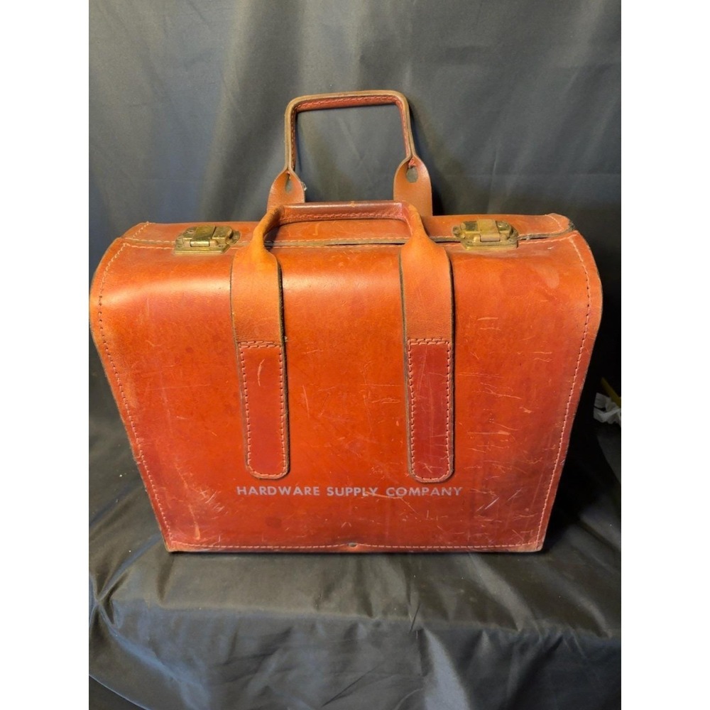 Antique Black Leather Salesman Sample Case Traveling Display Briefcase